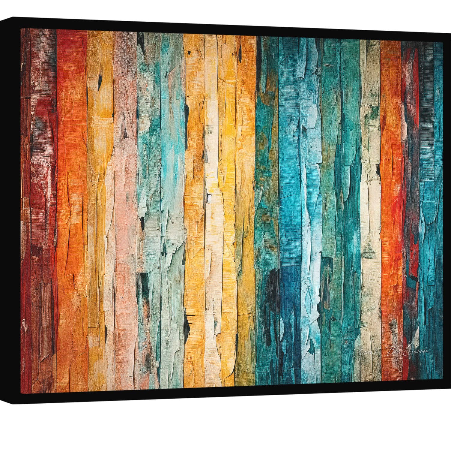 Quadro Abstrato Madeiras Coloridas