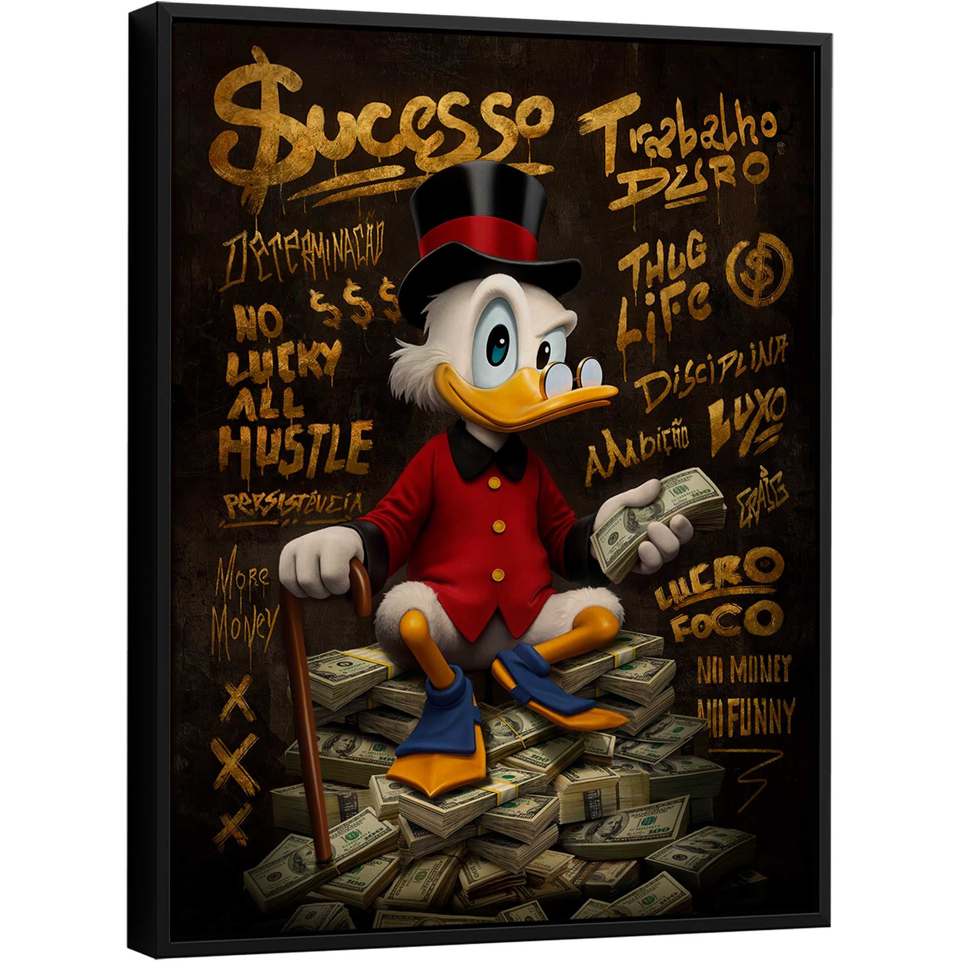 Quadro The Duck's Grafite Dourado